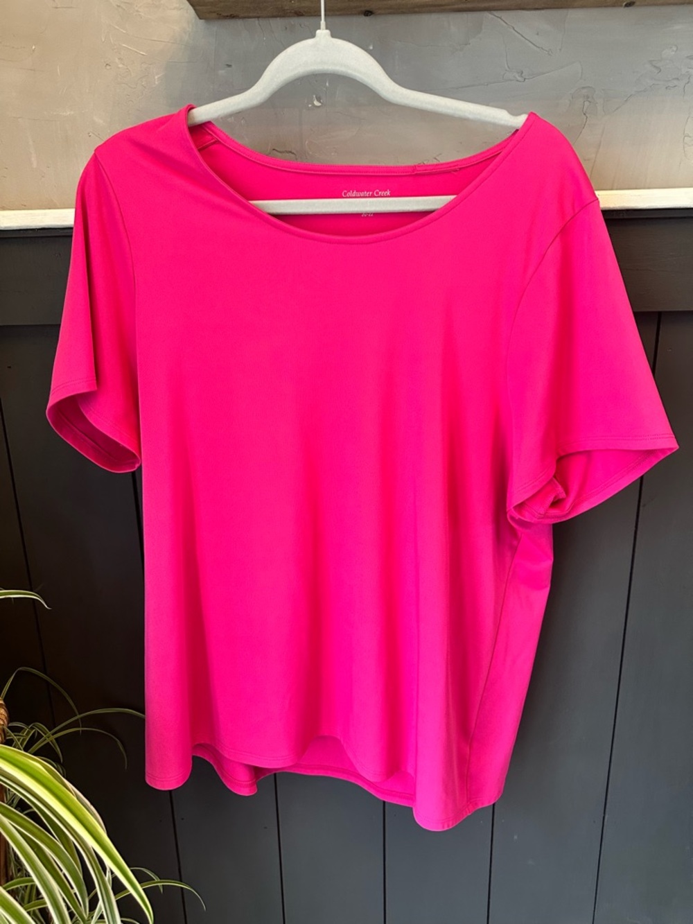 Coldwater Creek Bright Pink Scoop Neck Short Sleeve Top 2X size 22